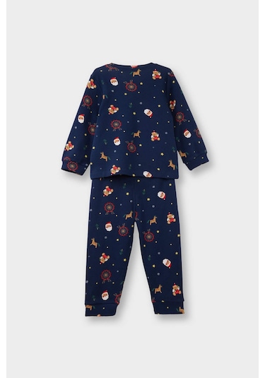 Defacto Erkek Bebek Pijama Takımı Yılbaşı Temalı Uzun Kollu Üst Uzun Alt F0556a525aunv30 Lacivert-nv30