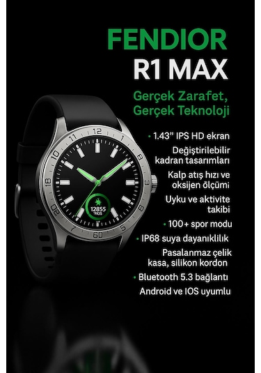 Fendior R1 MAX 1.43" Akıllı Saat (İthalatçı Garantili)