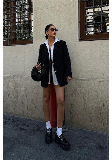 Agnes Blazer Keten Ceket6105 Si Yah