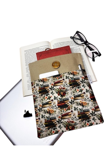 Kitap Kılıfı / Tablet Kılıfı /çok Amaçlı Kılıf Kitaplar,çiçekler