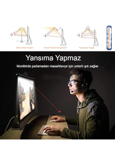 Laptop Monitör Işığı Göz Koruyucu Usb Kısılabilir Led Yansımasız