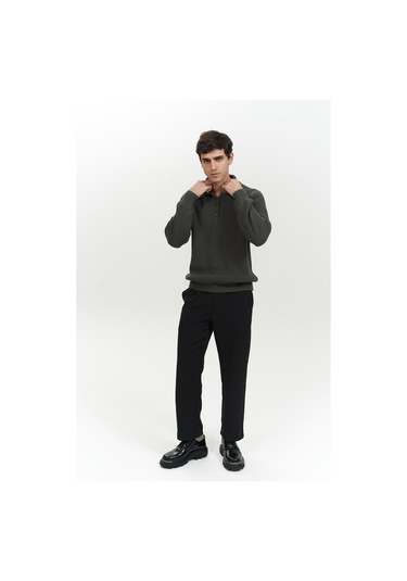 Vander Düğme Detay Antrasit Erkek Triko Kazak Antrasit