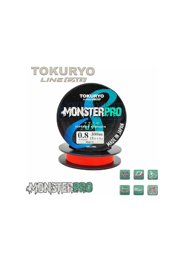 Tokuryo Lıne Lab Monsterpro X8 0.8pe 0.09mm 15ıb 6.8kg Red 300mt