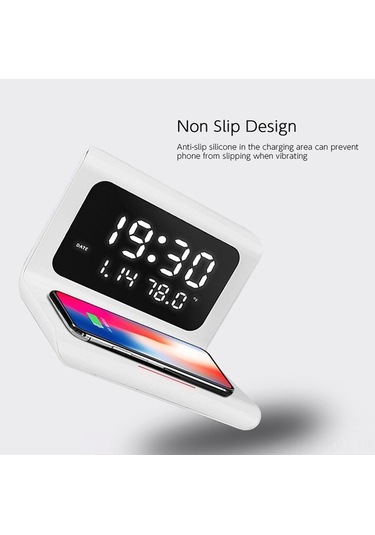 Supermarket1 3 Lü Akıllı Saat: Alarm, Termometre & Kablosuz Şarj - Siyah