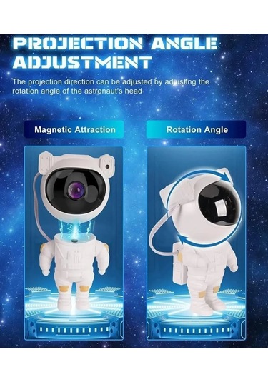Astronot, Galaksi, Projektör, Uzaktan Kumandalı, Gece Lambası Bwr-47 Çok Renkli