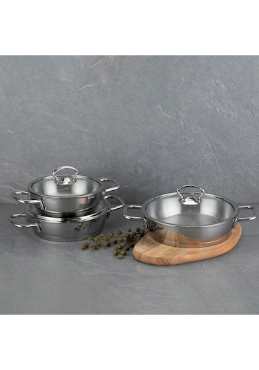 Nehir Silver Çelik 6 Parça Sahan Seti