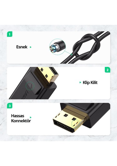 Ugreen 40363 Displayport To 4K Hdmi Dönüştürücü Adaptör. Siyah
