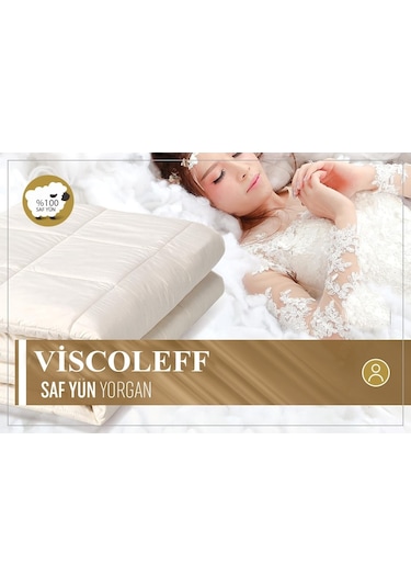 Viscoleff Dokuma Çift Kişilik Yün Yorgan Krem
