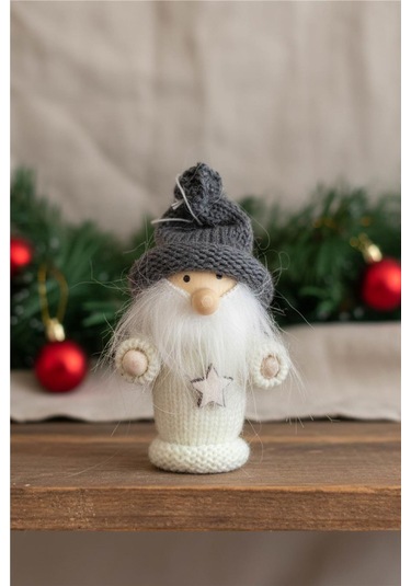 Yılbaşı Ağaç Süsü Gri Bereli Noel Figürü