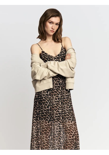 Zolla Kadın Leopar Desenli Kombine Elbise 449641068 Bej