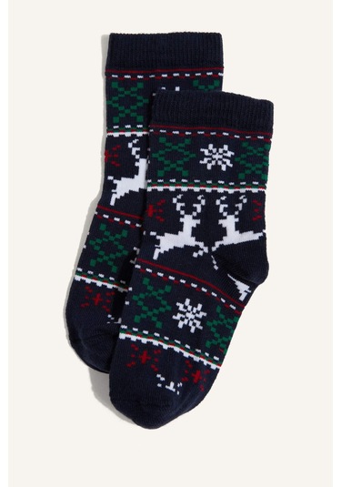 Defacto Erkek Bebek Yılbaşı Temalı Dikişsiz 2li Pamuklu Uzun Çorap G3991a5nskr1 Çok Renkli-kr1