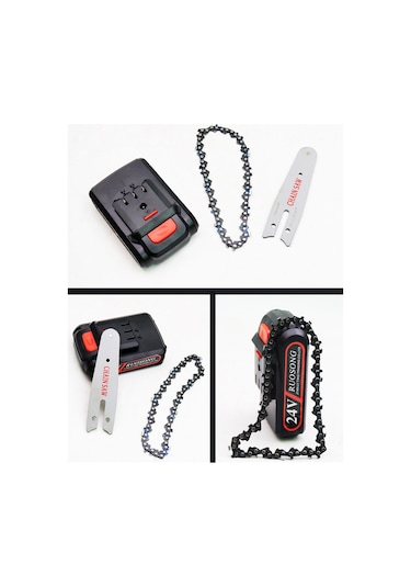 Geeroyoo 24v Şarjlı Akülü Zincirli Testere Aksesuar Seti - 4 İnç Yüksek Dayanımlı Zincir + Kılavuz Plaka