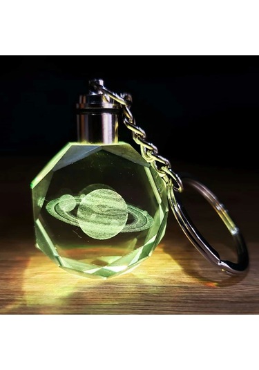 Satürn Gezegen Tasarım Işıklı Anahtarlık Çok Renkli