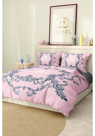 Marka Nevresim Takımı Çift Kişilik Pamuklu Saten Kumaş 6 Parça 3d Dijital Baskı Duvet Cover Set Model No:20 Renkli