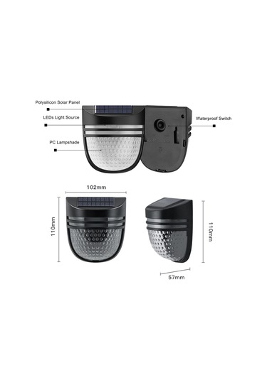 Monyee Solar Bahçe Çit Lambası, Akıllı Işık Kontrolü, Ip54 Su Geçirmez, Siyah Kasa, Islak Işık, 6-12 Saat Süre, Dış Mekan Dekorasyonu Yh0613 Siyah