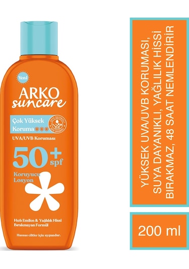 Arko Suncare Çok Yüksek Korumalı Vücut Güneş Losyonu SPF50+ 200 ML