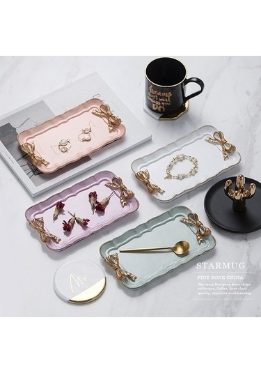 Tongxida Bosphorusboutique Tepsisi Tatlı Tabak, Beyaz, Küçük Küçük Kek İs Havlu, Dikdörtgen Tabak Sones Sevimli Saklama Mücev Beyaz