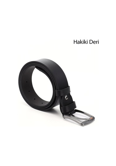 Gönderi R Siyah Hakiki Deri 4 Cm Kot Kemeri Siyah