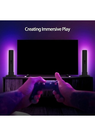 Szypzstore Led Işık Çubuğu Oyun Ortam Işığı Bluetooth Tv Arkaplan Işığı Rgb Efekti İle Müzik Senkronizasyonu Için Pc Tv Odası Dekor 2 Adet Abd Plug Leı2d4 Beyaz