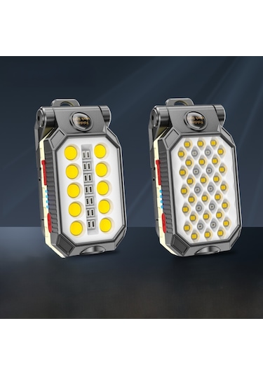 Dofolink Usb Şarjlı Manyetik Cob Çalışma Lambası - Pil Göstergeli, 18650 Li-poly Batarya, 100-200m Mesafe, El Feneri W599