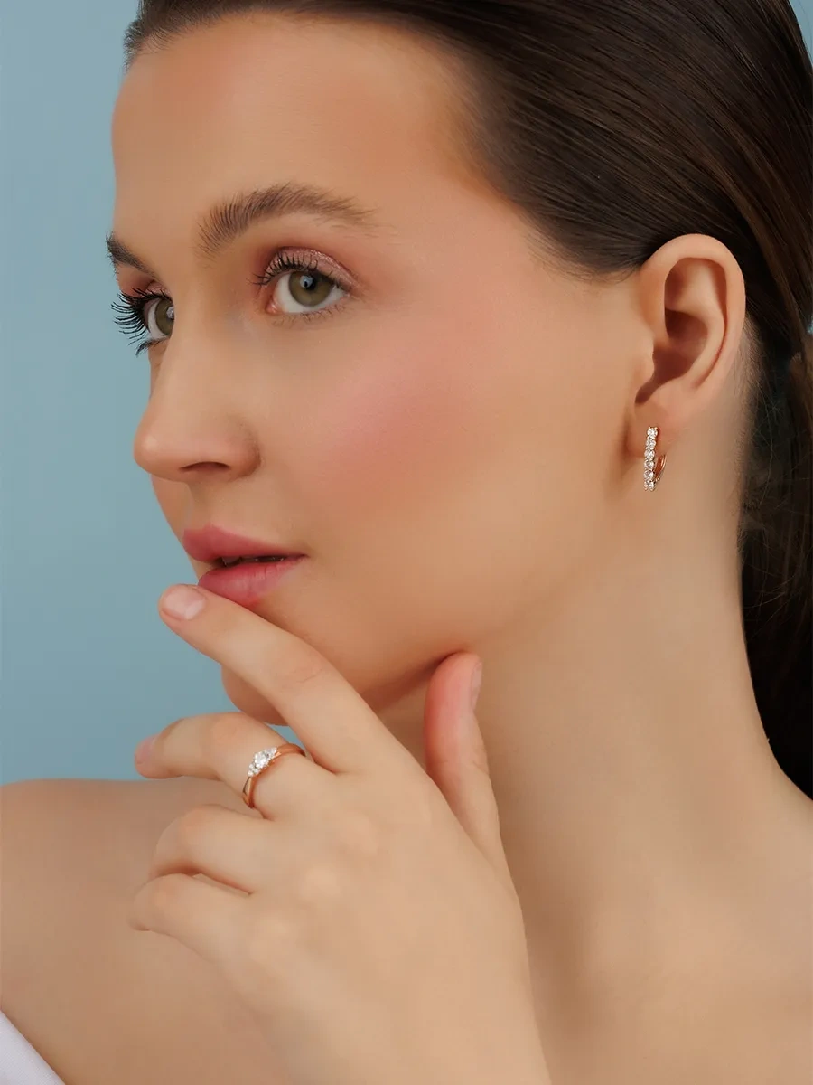 Veronika Jewelry Factory 925 Ayar Gümüş Yol Şeritli Sütaşlı Küpe 418578175 Altın