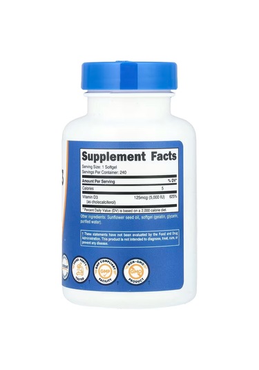 Nutricost Vitamin D3 5,000 Iu 240 Softgels