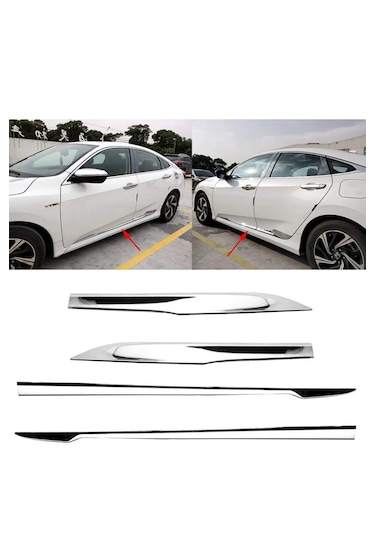Honda Civic Fc5 Krom Kapı Çıtası Nikelaj 4 Parça Plastik 16-21