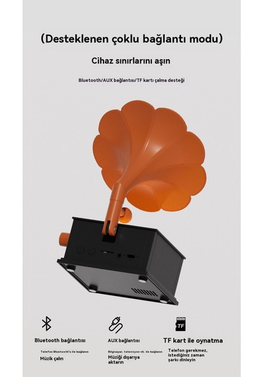 Lucky Phonograph Kablosuz Bluetooth Retro Hoparlör