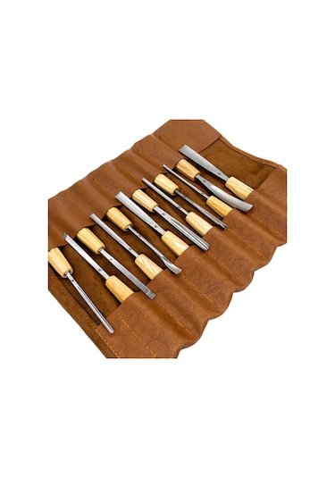 Rox Wood 0125 Deri Çantalı Premium Iskarpela Seti 12 Parça