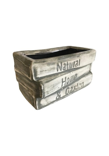 Büyük Boy Dekoratif Eskitme Kitap Saksı Yeşil Renk