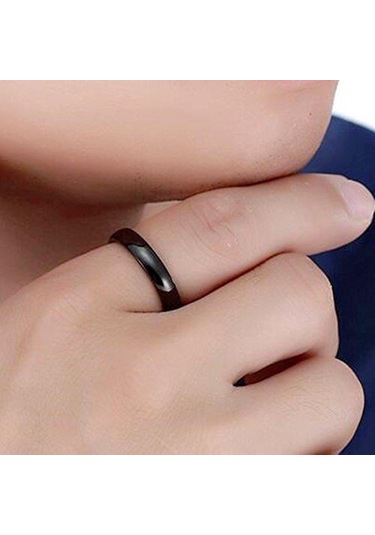 6 Mm Bombeli Çelik Alyans Çifti Söz Yüzükleri Siyah Cl12