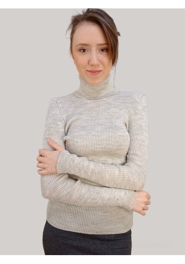 Boutique Venüs Fitilli Triko Kazak Taş Renk Standart Beden Taş