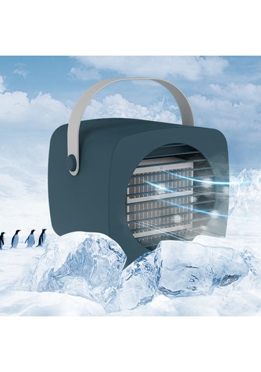 Samdoo Mavi 6" Taşınabilir Soğutucu Fan - 3 Hız Ayarı, Çift Havuz, Nemlendirici Ve Led Gece Lambası İle Sessiz Isıtma