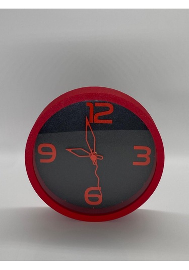 Modern Ve Sade Duvar Saati, Siyah Kasa, Siyah & Kırmızı Siyah
