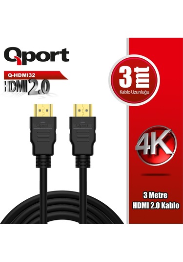 Qport Q-Hdmi32 Altın Uçlu 3 Metre 4K Hdmı2.0  Kablo