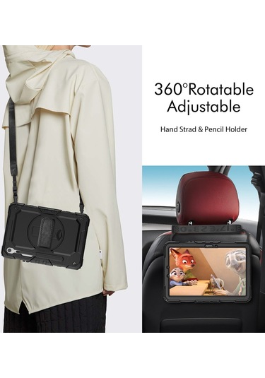 Samsung Galaxy Uyumlu Tab S9 Fe Sm-x510 Sm-x516b Pc+silikon Kılıf Kickstand Tablet Kılıfı Pet Ekran Koruyucu Ve El Kayışı