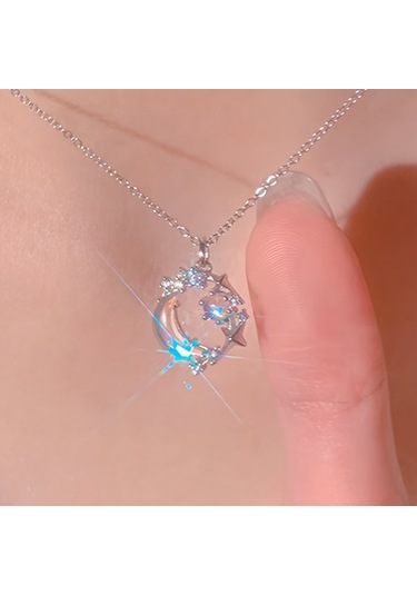 Tcherchi Yıldız Ay Aytaşı Kolye Gümüş