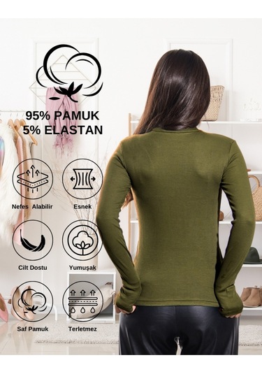 Kaşkorse Yarım Boğaz Body Sweatshirt, Fitilli Kumaş, Likralı, Bordo Asker Yeşili