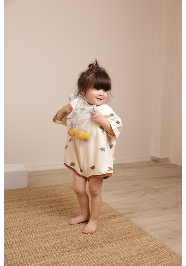 Zeytin Baskılı Oversize Tulum Bej