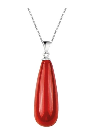 925 Ayar Gümüş Sallantılı Uzun Damla Mercan Kadın Kolye