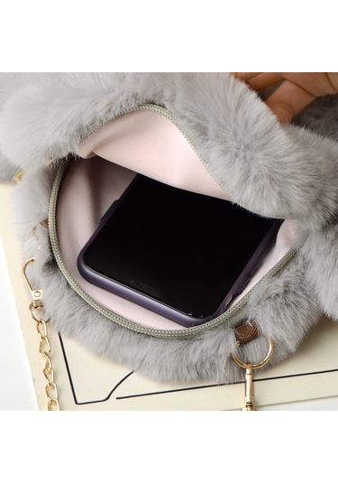 Sevimli Peluş Bebek Sırt Çantası-gri Gri