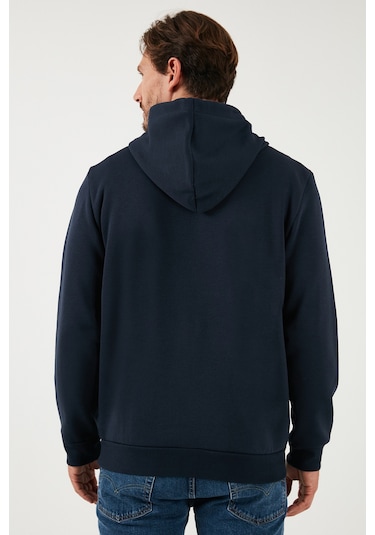 Buratti Regular Fit Kapüşonlu Kanguru Cepli Içi Tüylü Yumuşak Şardonlu Erkek Sweat 5905281 Koyu Lacivert