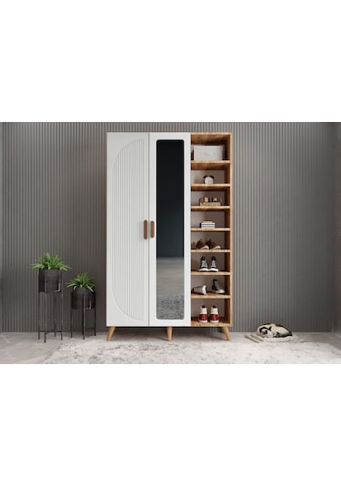 Robe Membran 3 Kapaklı Portmanto Montaj Dahil Çam Beyaz 120 Cm