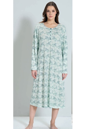 Pijadore 1843 Uzun Kol Kadın Gecelik Yeşil