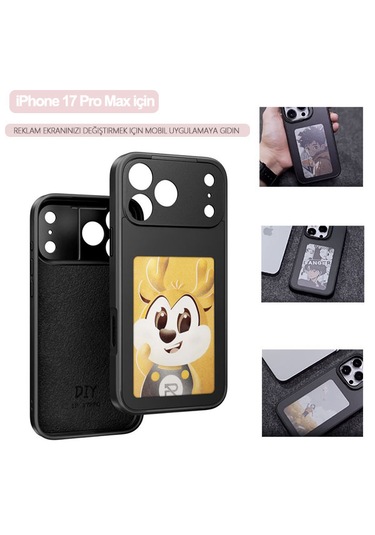 İphone 17 Pro Max Dört Renkli E-mürekkep Ekran Telefon Kılıfı - Siyah Siyah