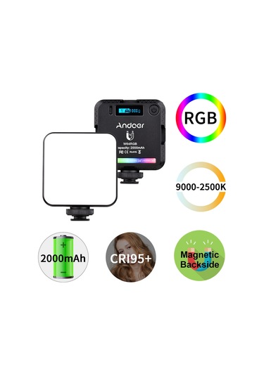 Andoer W64rgb Mini Şarj Edilebilir Rgb Led Video Işığı Siyah Siyah