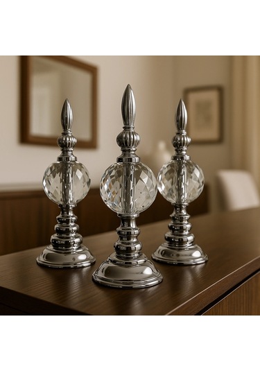 Gümüş Gold Eskitme Antik Prinç Görünümlü Dekoratif Obje 26x9