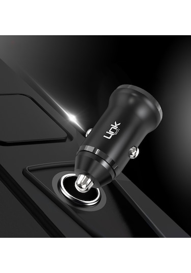 Linktech C483e 12w 2x Usb + Type-c Usb Kablo Araç İçi Şarj Aleti Set Siyah