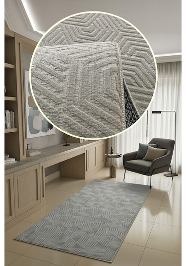 Lüle Halı Delüx Kaymaz Taban Halı Yolluk Gri Renk, Dlx7045 Gri