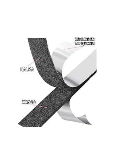 Yapışkanlı Cırt Bant 5cmx1m Siyah Arkası Yapışkanlı Cırt Bant